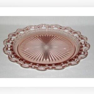 Elegant Hocking Glass OLD COLONY "Lace Edge" Pink Dinner Glass Serving Platter